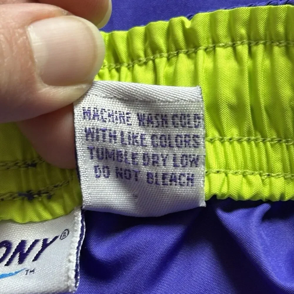 Vintage‎ Saucony Track Pants Mens L Purple Neon Zip Nylon Y2K Windbreaker